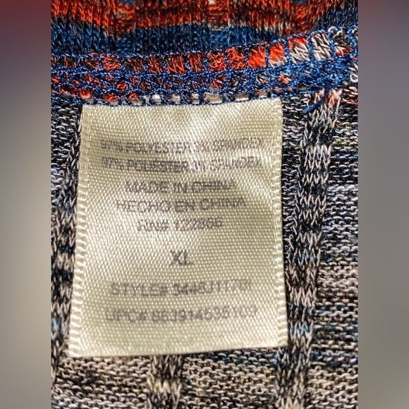 Chenault Striped Southwestern Top Tribal Aztec‎ Pullover Tie Front Women XL - Picture 4 of 8